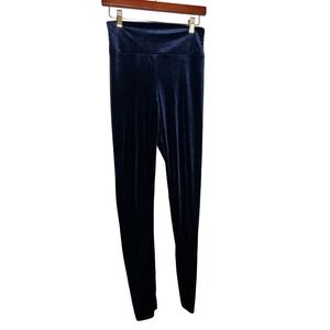 J2 Love M Navy Blue Velvet Leggings Womens High Waist Stretch Made in USA
